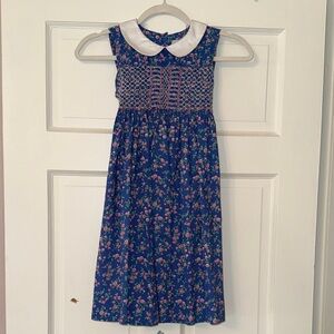 Question Everything Floral Blue Girls Dress with White Collar